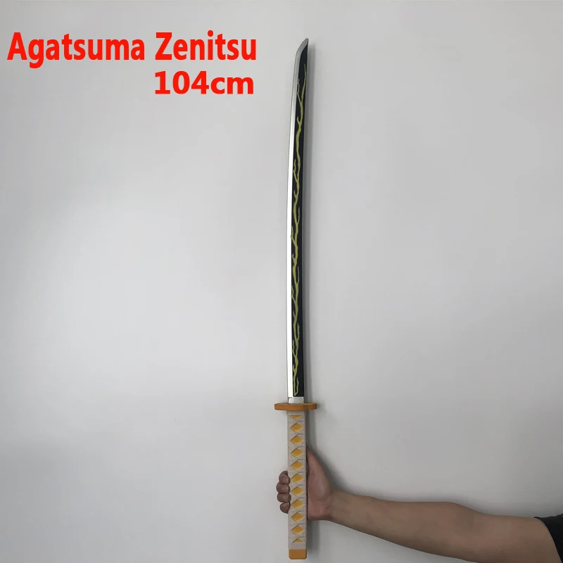 

104cm 1:1 Demon Slayer Weapon Agatsuma Zenitsu Thunder Sowrd Kimetsu no Yaiba Sword Cosplay Ninja Knife Weapon Prop Anime Model