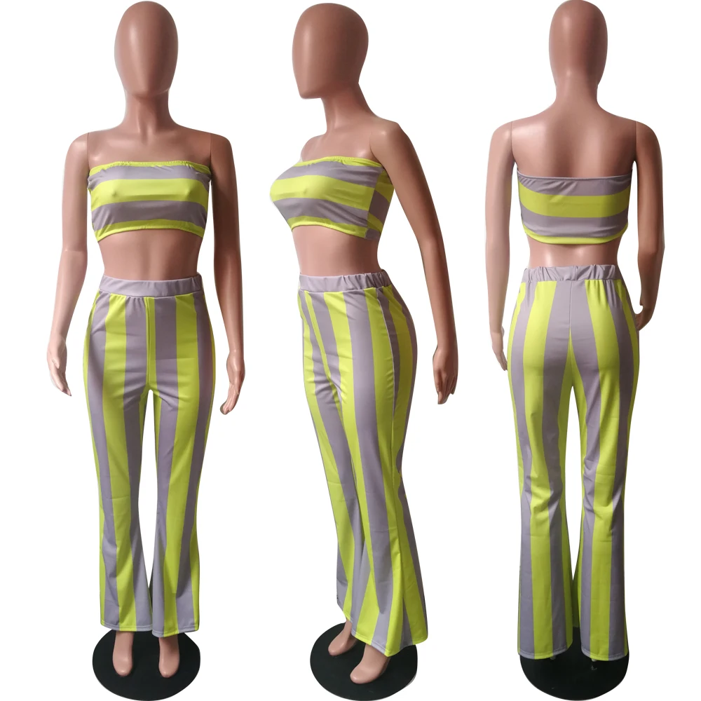 

Sleeveless Strap Lace Up Crop Top Ruffle Wide Leg Pants Set Two Piece Set Plus Size Summer Party Clubwear Outfits Suit