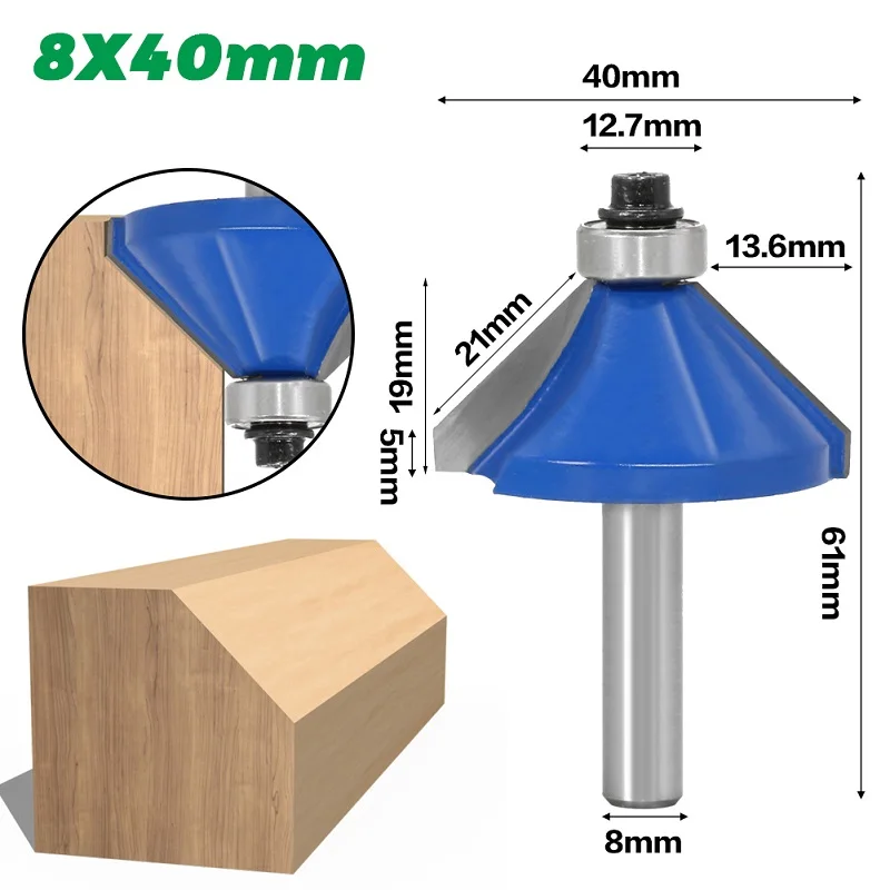 1 шт. Концевая фреза 8 мм хвостовик 45 градусов профилирование кромок для вырезания