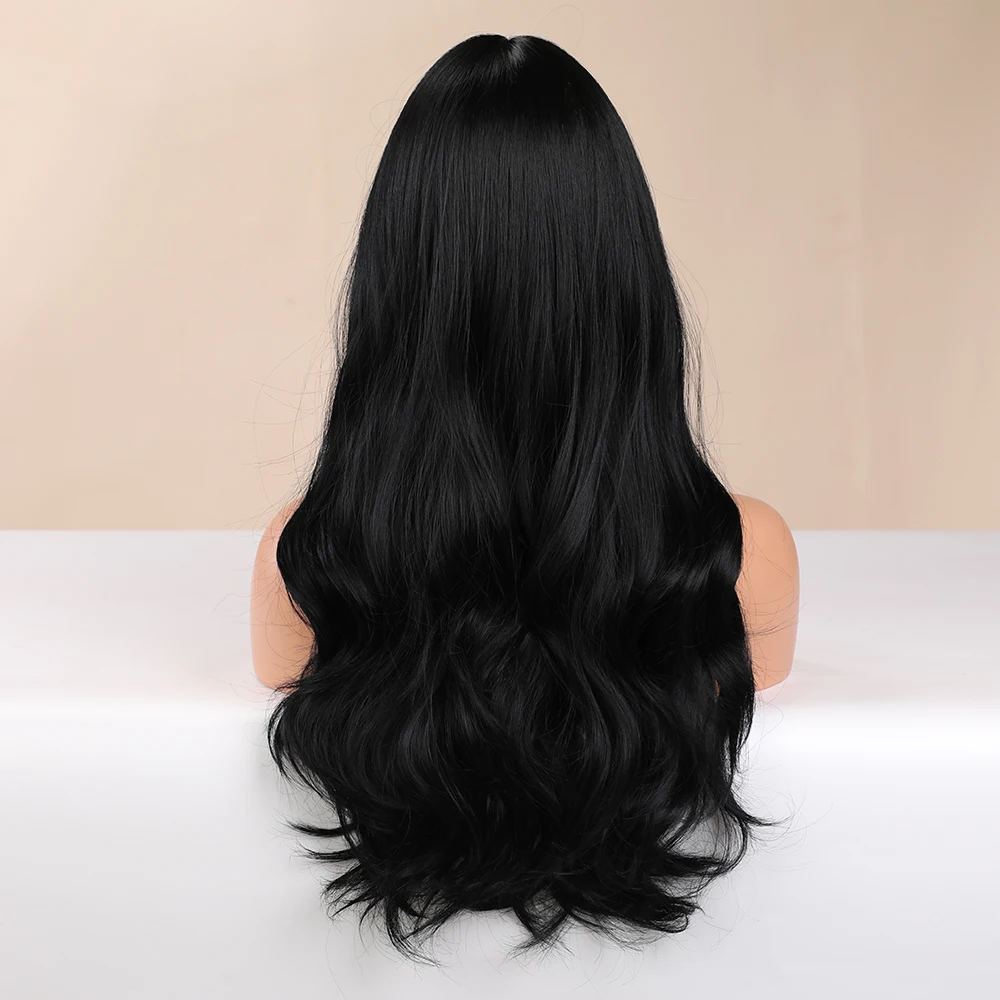 Blonde Unicorn Long Wavy Wigs for Women African American Synthetic Hair Black Brown Wig with Bangs Heat Resistant False Hair