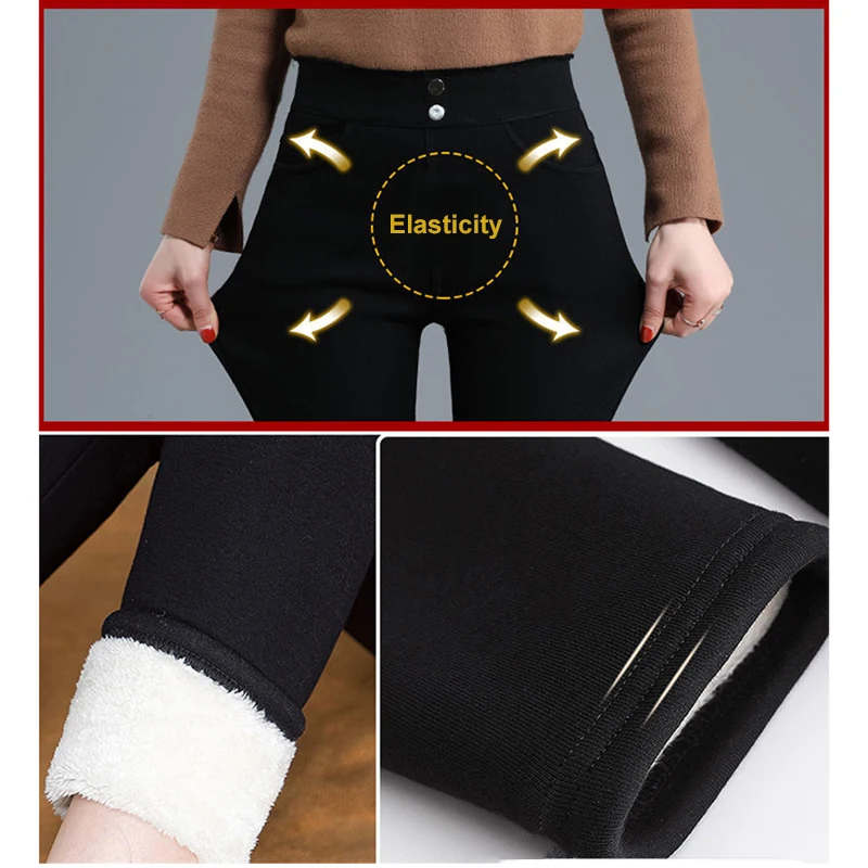 

Winter Warm Jeans Woman High Waist Casual Lamb Wool Ladies Trousers Denim Jeans For Women Trousers d88