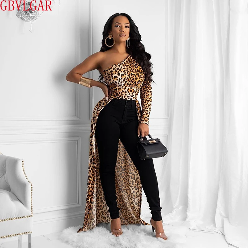 

Fashion Women Blouses One Shoulder Puff Sleeve Irregular Elegant Solid Color Female Tops Short Front Long Back Autumn