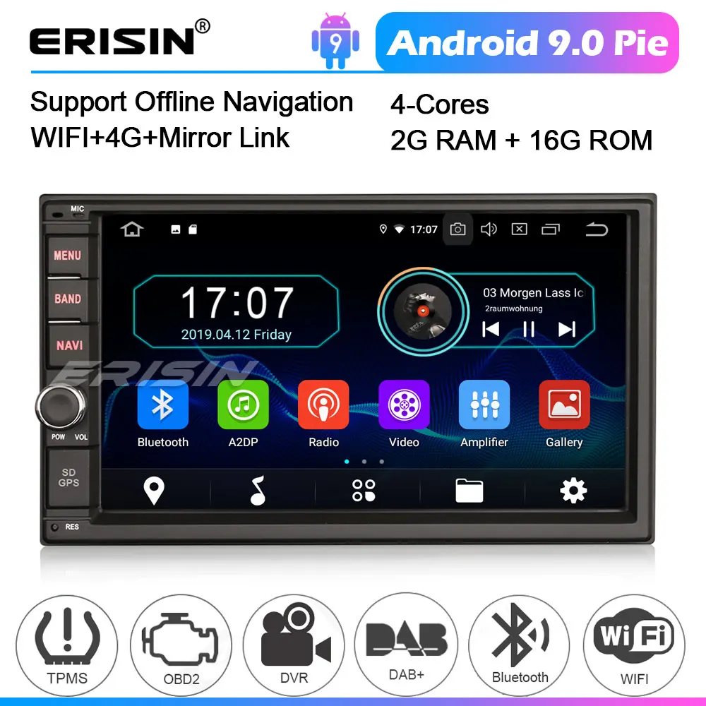 4970 Android 9 0 автомобильная стереосистема 2 Din Sat Nav универсальная 4G DAB + Bluetooth OBD2 TPMS DVR WIFI