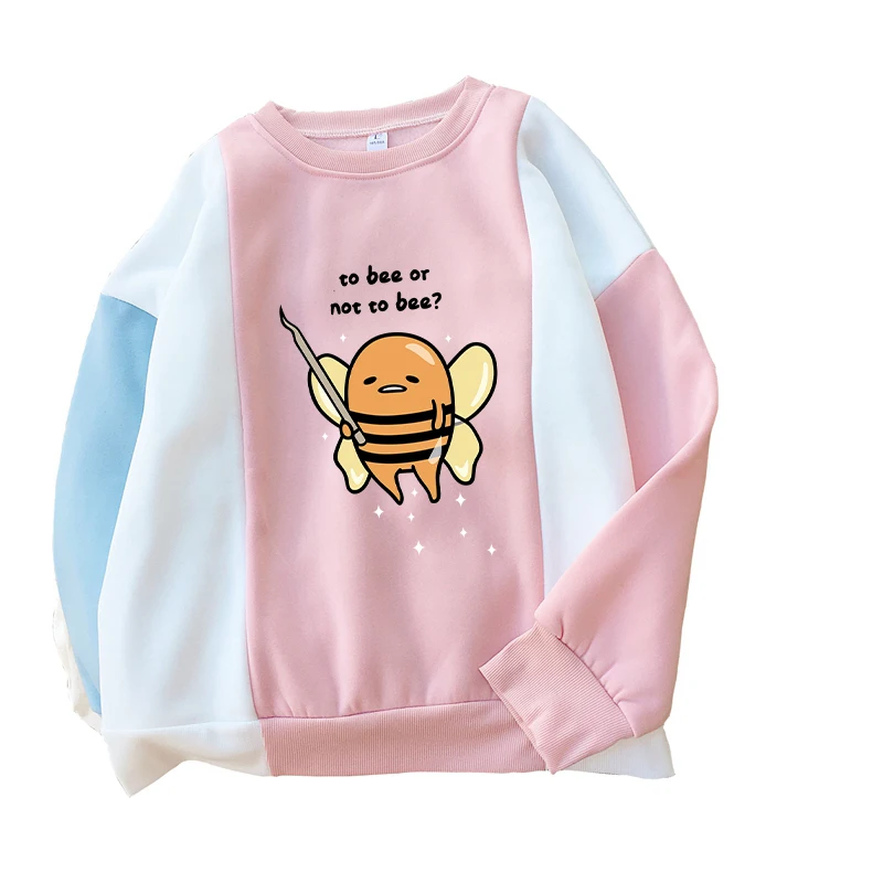 Gudetama To Bee или Not To Bee толстовки женские флисовые цветные свитшоты в стиле пэчворк Повседневная Уличная одежда с круглым вырезом Kawaii топы с героями мультфильмов
