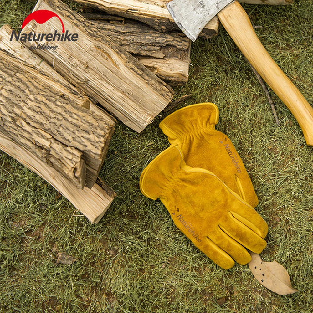

Naturehike Outdoor Cowhide Protective Gloves Insurance Wear-Resistant Work Camping Leather Retro Yellow Gloves