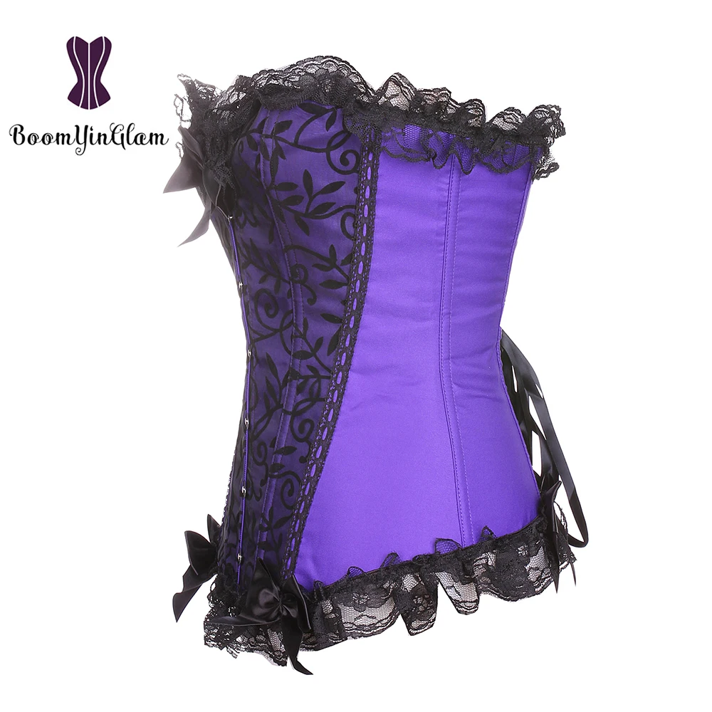 

Lace Trim Overbust Corset Dancer Barlesque Corsets Dress and Bustiers Lingerie Waist Cincher Plus Size Holloween Corset Skirt