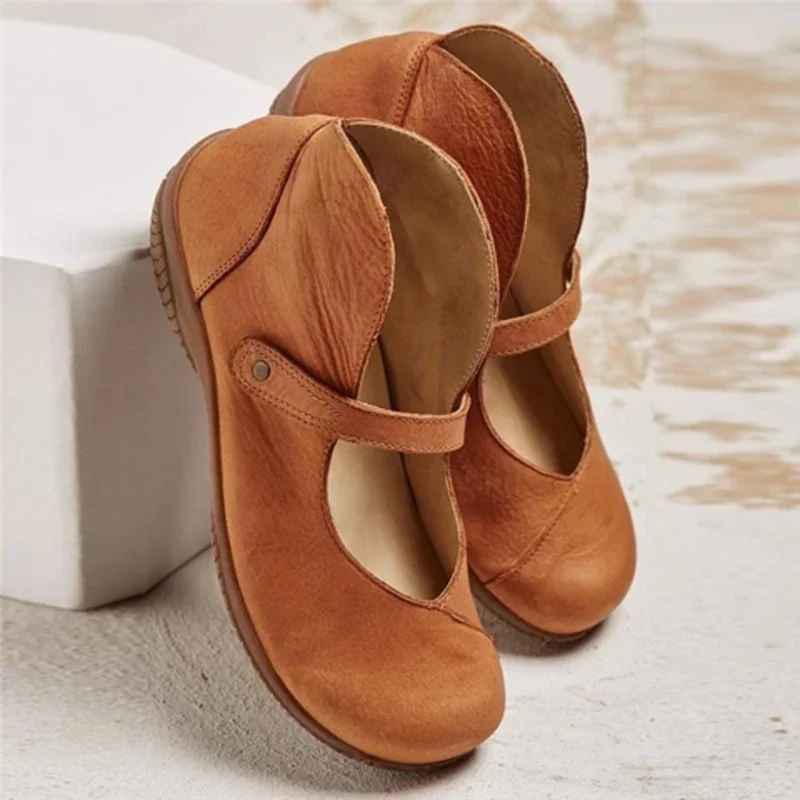 Женская обувь на плоской подошве из искусственной кожи в винтажном стиле