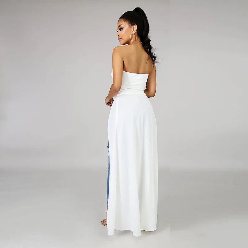 

2020 women's new fashion summer irregular top sexy chest wrap strapless gown party club wear top