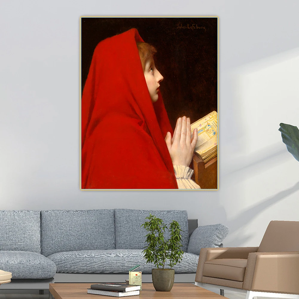 

Jules Joseph Lefebvre《The Red Cloak》Canvas Oil Painting Aesthetic Poster Picture Wall Hanging Decor Home Living Room Decoration
