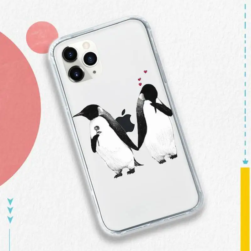 

Lovely Penguin Polar Bear Phone Case Transparent soft For iphone 5 5s 5c se 6 6s 7 8 11 12 plus mini x xs xr pro max