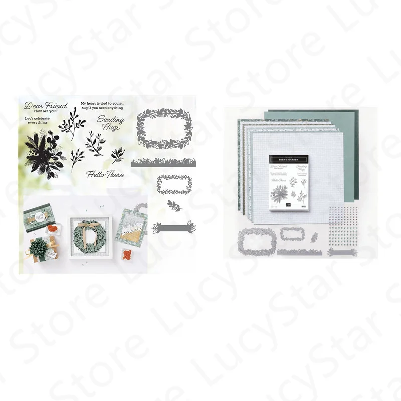 

New Arrival Christmas Wreath Metal Cutting Dies and Clear Stamp For DIY Craft Making Paper Greeting Card Decoration Scrapbooking