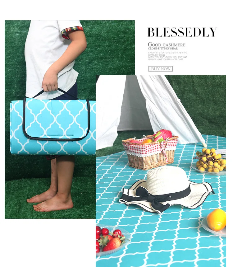 

Fashion Elegant Outdoor Picnic Mat Foldable Waterproof Camping Park Grass Mat Portable Soft Convenient Travel Beach Pad