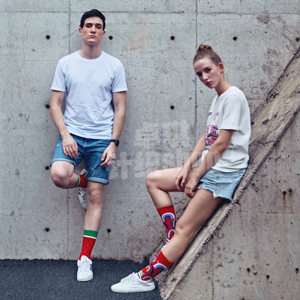 6 Pairs/Pack Happy Funny Socks Men Christmas Colorful Combed Cotton Plus Size Rhombus Casual Fashion Autumn Crew Socks Men Socks