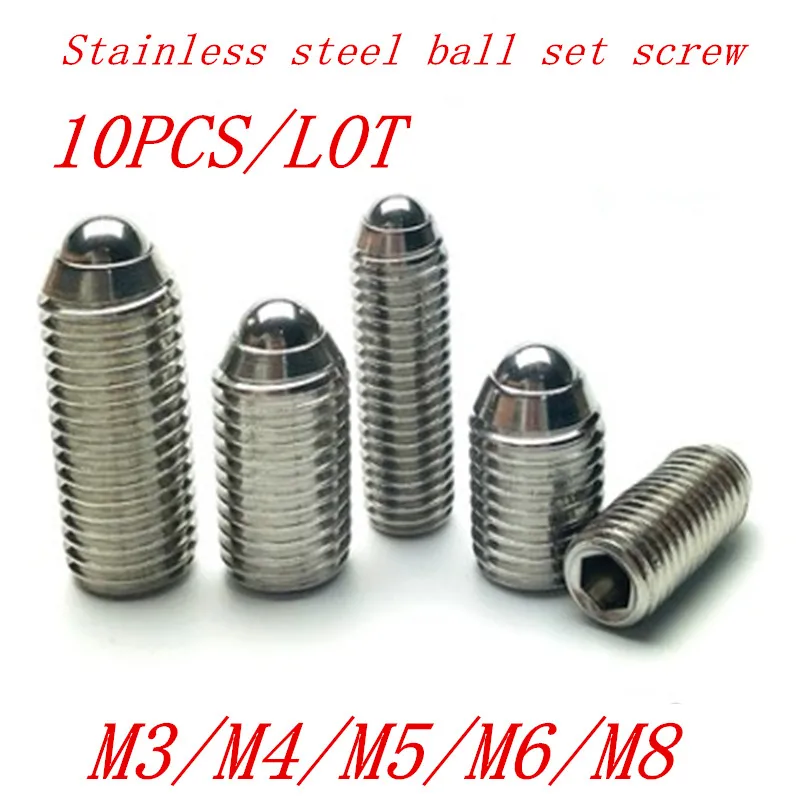 10 шт. шестигранный пружинный набор плунжеров с шариком из нержавеющей стали 304 M3 m4