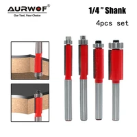 4pcs 14 end dual flutes ball bearing flush router bit straight shank trim wood milling cutters for woodworking mc01013