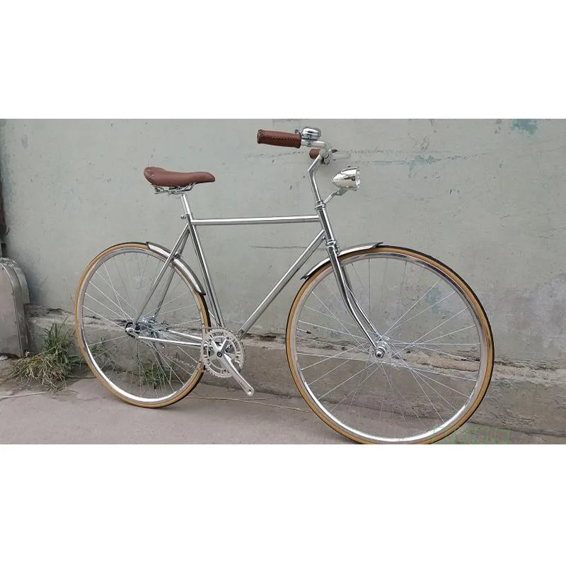 Ретро велосипед серебристого цвета 700C с фиксированной передачей Велосипед