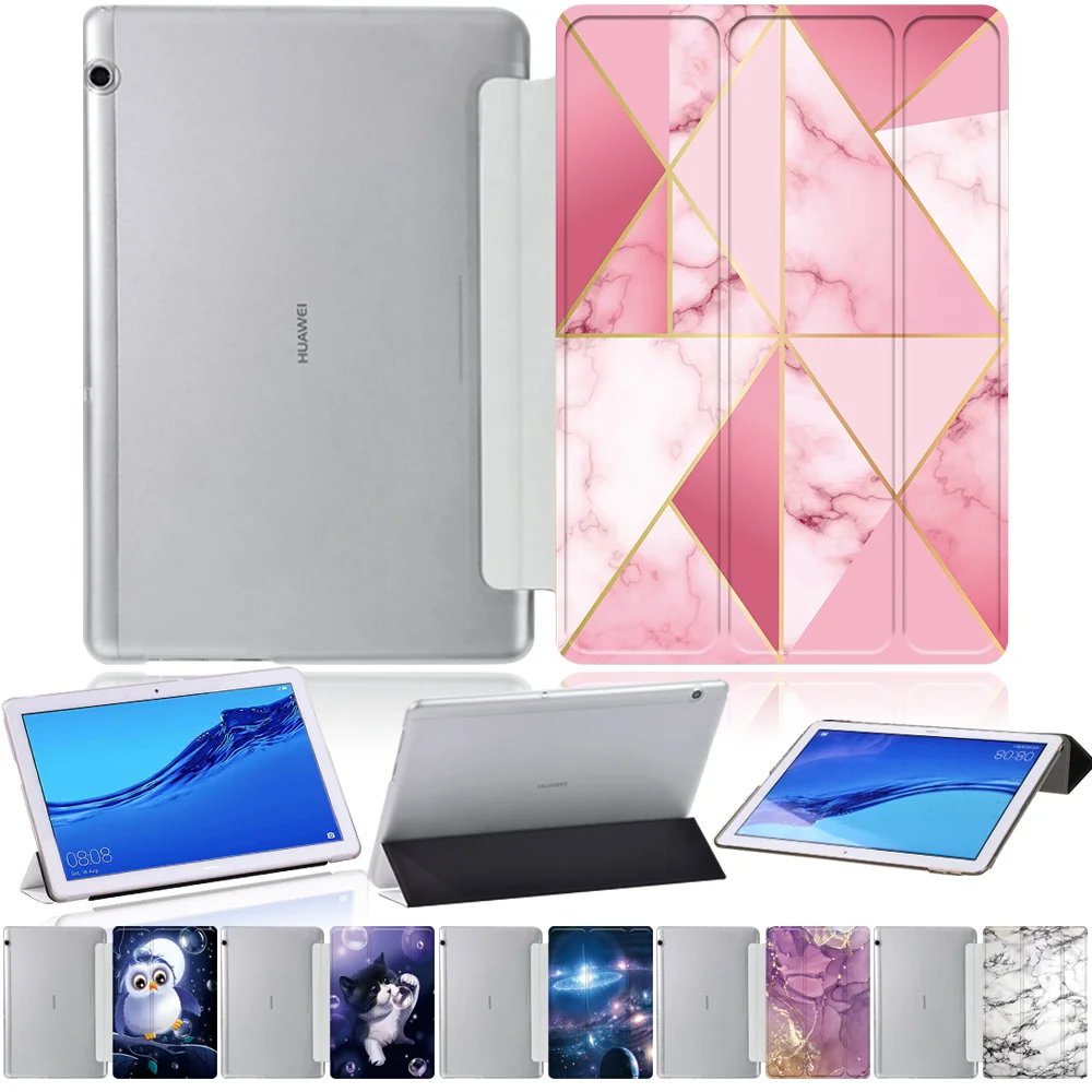 

For Huawei MediaPad T5 10 10.1" New Tablet Case for Huawei MediaPad T3 10 9.6" Anti-Dust Leather Foldable Tri-fold Cover Case