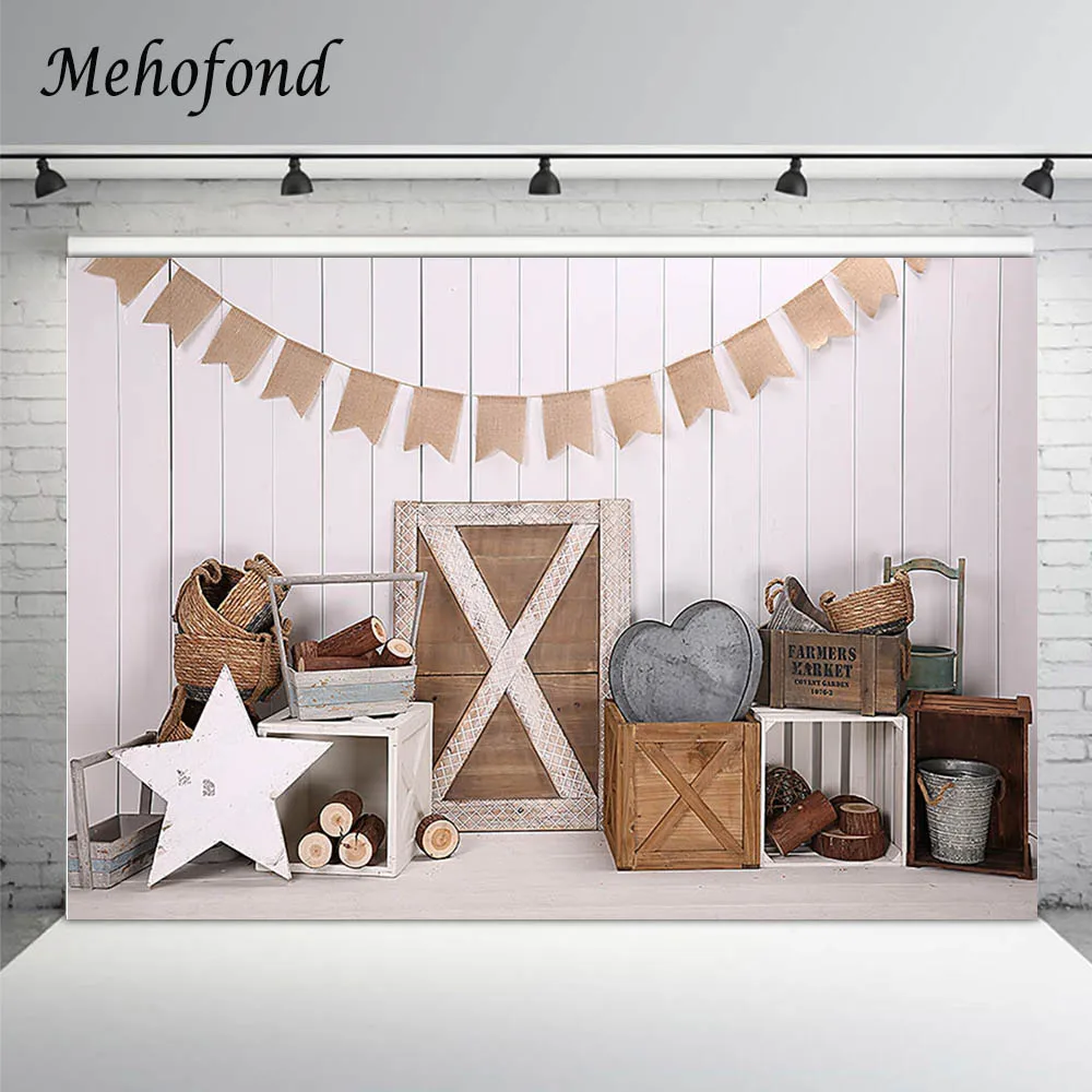 

Farmers Market White Wood Wall Basket Box Newborn 1st Birthday Cake Smash Portrait Backdrop Photography Background Photo Studio