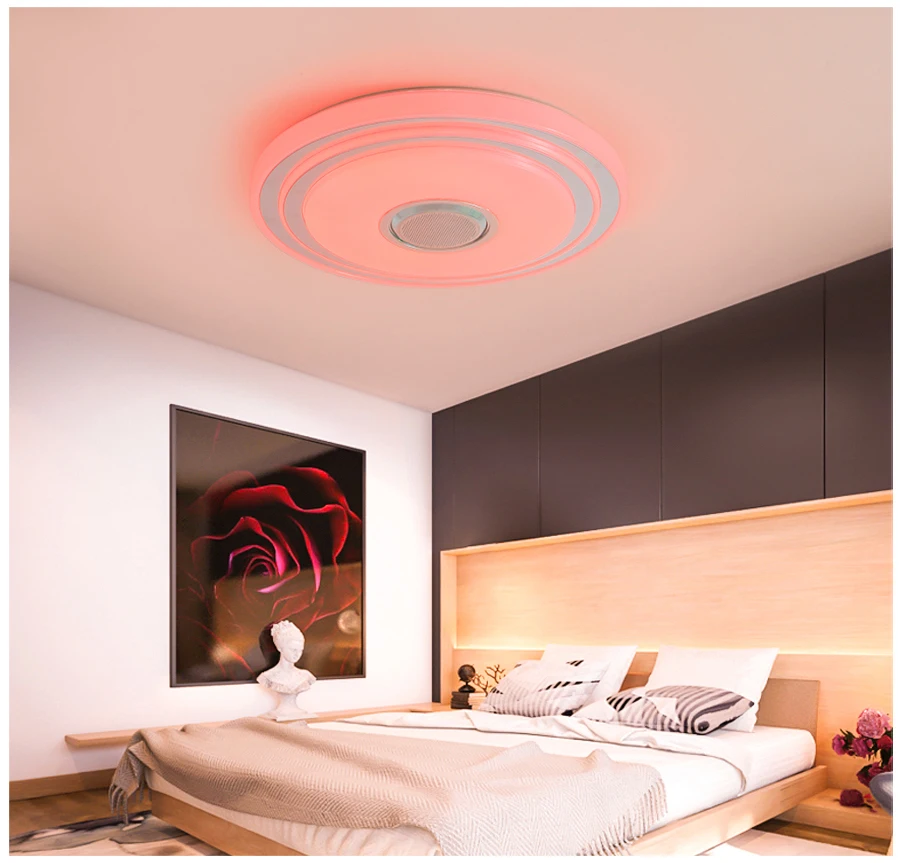 Bluetooth потолочный светильник RGB музыкальный потолочный светильник с Bluetooth Круглой Формы Светильник ing для домашнего прослушивания музыки светильник luminarias