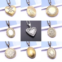 new nordic style love heart retro carved flower mini photo locket pendant photo necklace copper album box necklace women jewelry