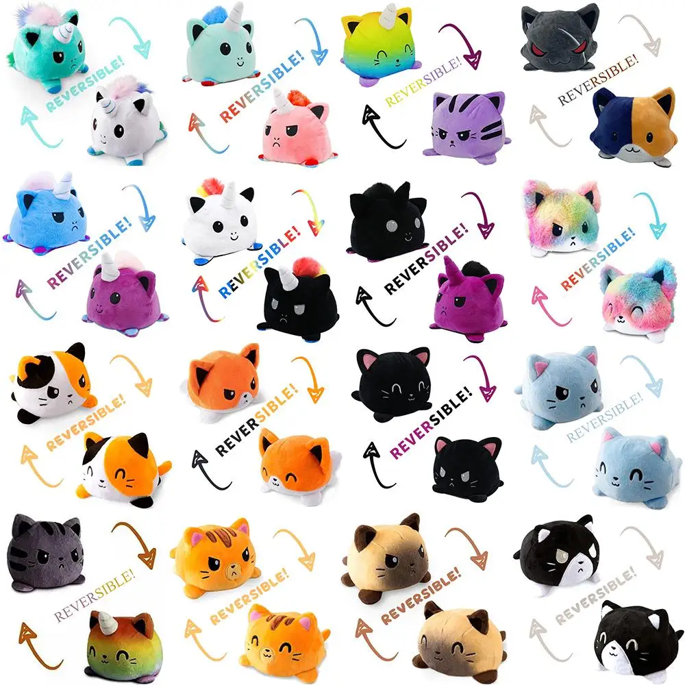 Флип-игрушка для детей двусторонняя плюшевая игрушка в виде кота единорога |