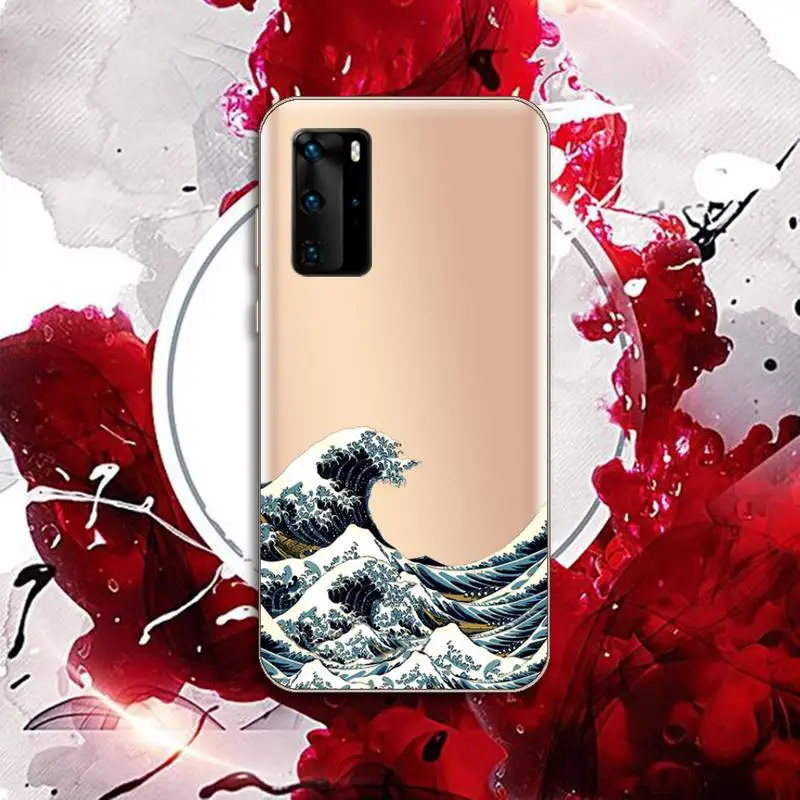 

Japanese The Big Wave of kanagawa Phone Case Transparent for Huawei P honor 8 10i 20 30 40 smart 2019