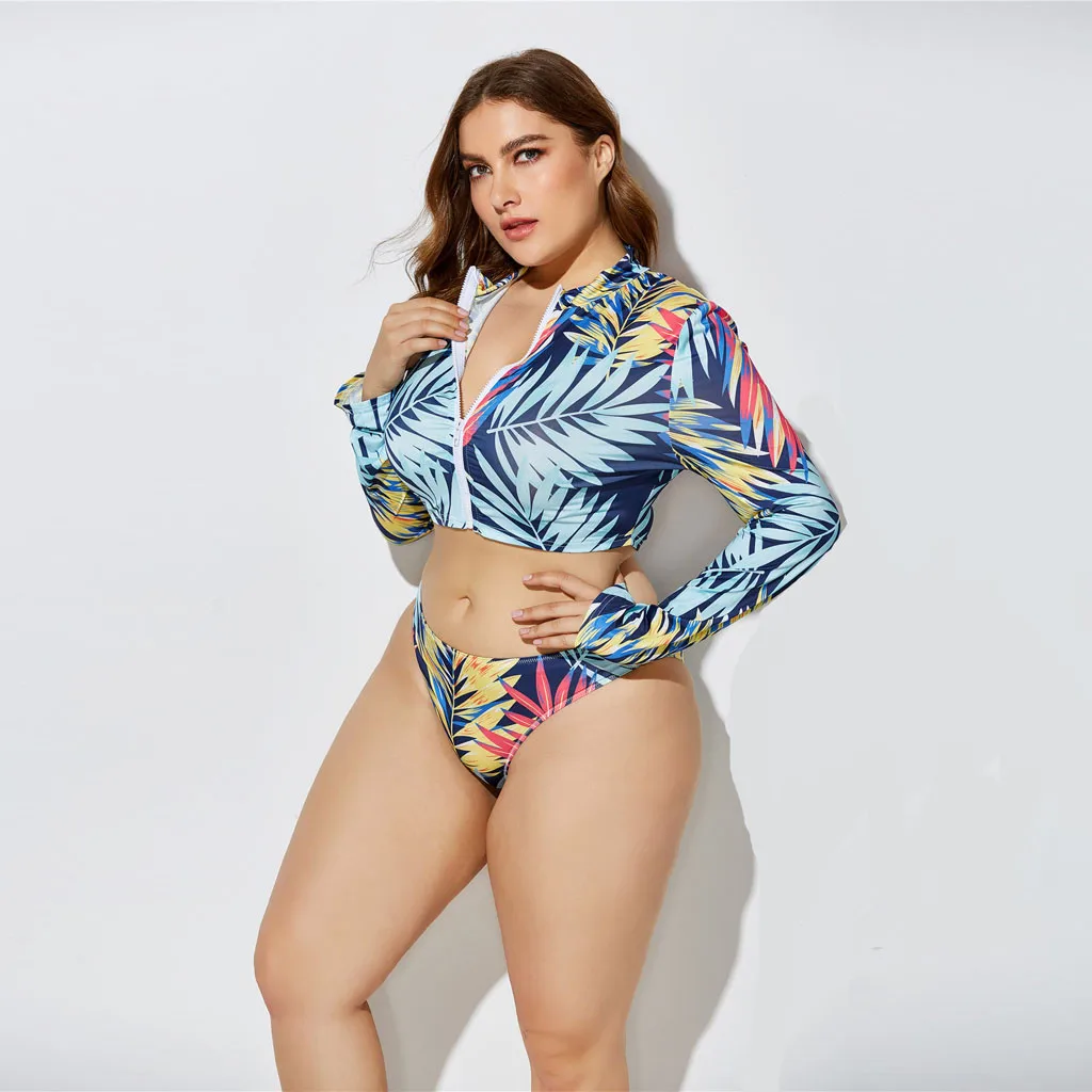 Фото women Three-Piece Set Suit long sleeve Print Split swimwear High Waist swimsuit Rash Guard Wetsuit surfing suit beachwear zipper Спорт и women Three-Piece Set Suit long sleeve Print Split swimwear High Waist swimsuit Rash Guard Wetsuit surfing suit beachwear zipper Спорт и