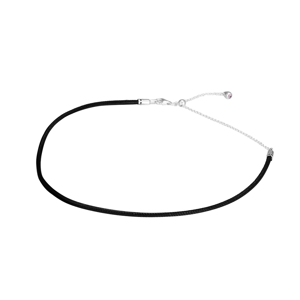 

Black Leather Choker Necklace Genuine 925 Sterling Silver Female Jewelry Necklaces for Women DIY Charms Jewelry Making Wholesale