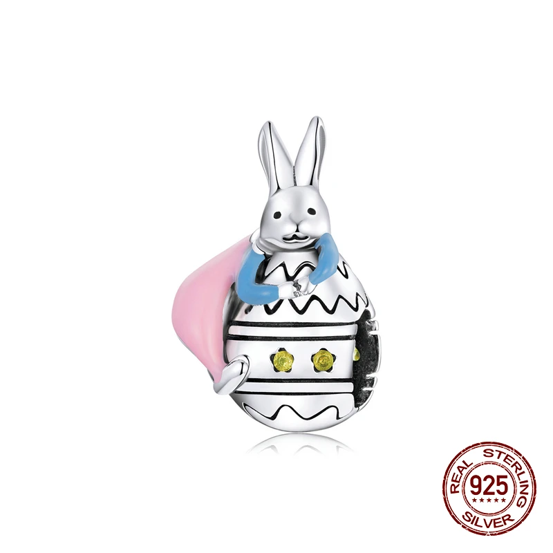100% 925 серебро украшения на пасхальную тематику Шарм Mr с брошью в виде кролика