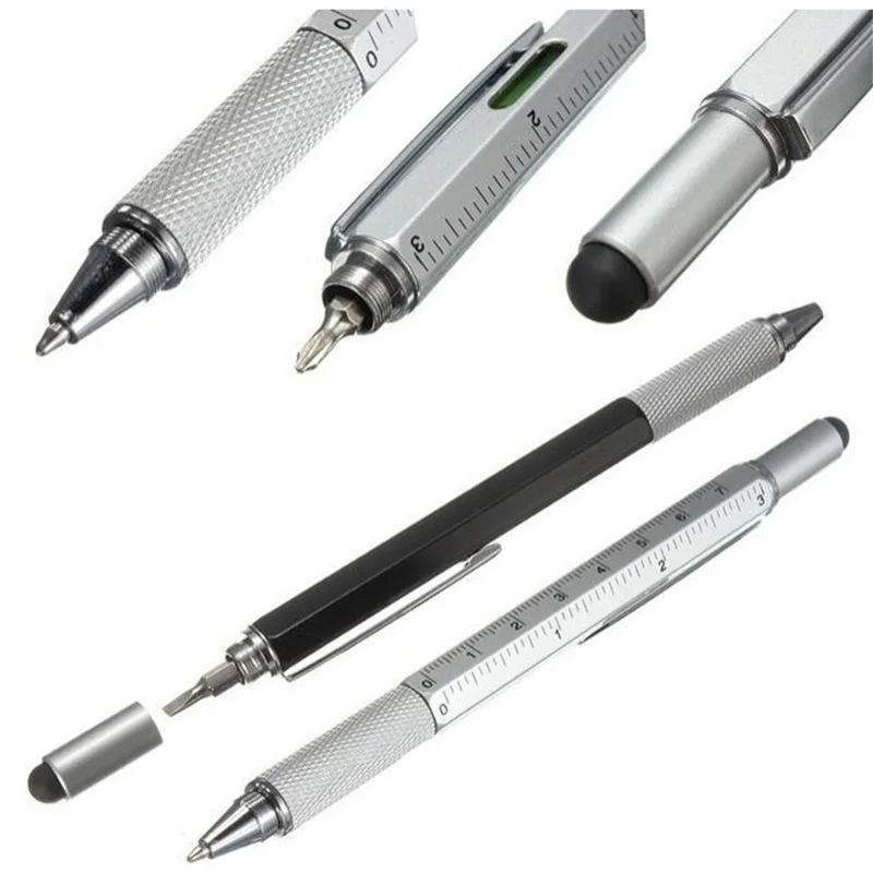 

1pcs Multifunctional Screwdriver Ballpoint Pen Touch Screen Tool Level Ruler Capacitive Pen Stationery Pen Novel Gift 7 Colors