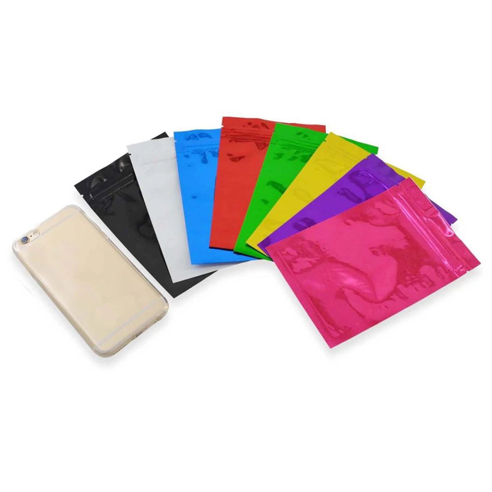 100 шт. блестящие розовые пластиковые пакеты для хранения из алюминиевой фольги