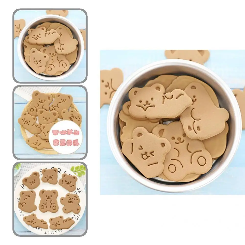 

PP 8Pcs/Set High Quality Bear Press Embossing DIY Biscuit Cutter Compact Fondant Mold Eco-friendly for Craft Clay