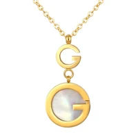 luxury fashion letter g pattern pendant necklace red black white shell charm pendant necklace for women bijoux jewelry gift