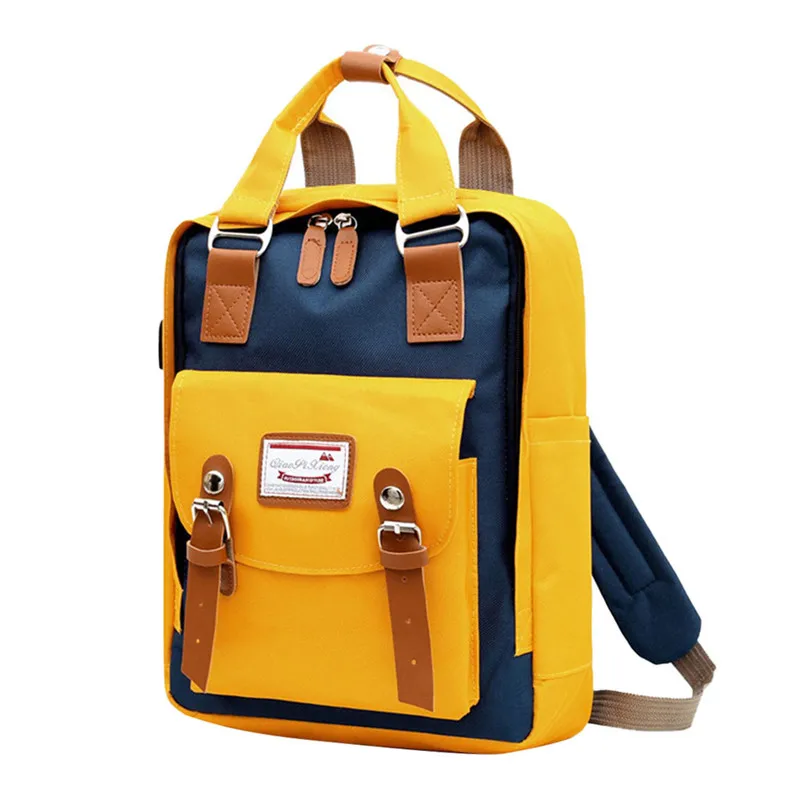 Yellow School Backpacks For Teenagers High Quality Women Waterproof Mum Bag Multi-function Backpack Wild Large Capacity E7 - Цвет: Yellow