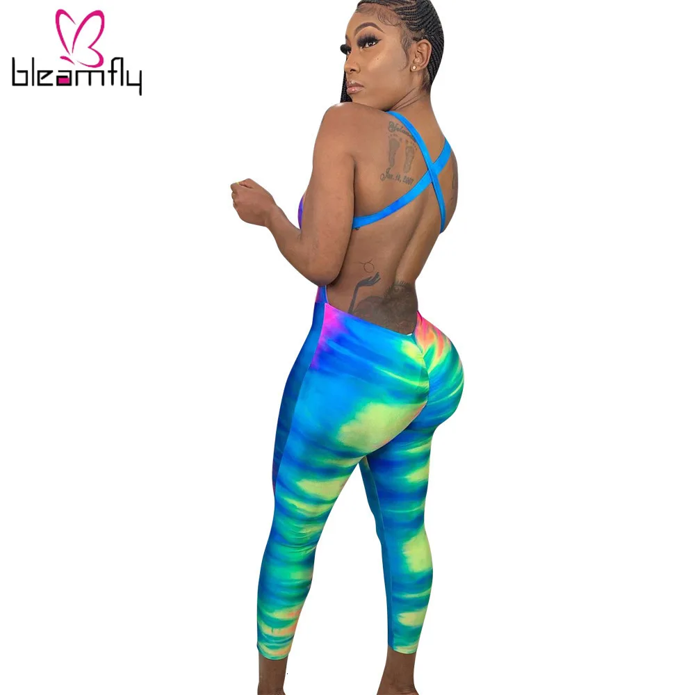 Женский новый летний обтягивающий комбинезон с принтом Галактики без рукавов