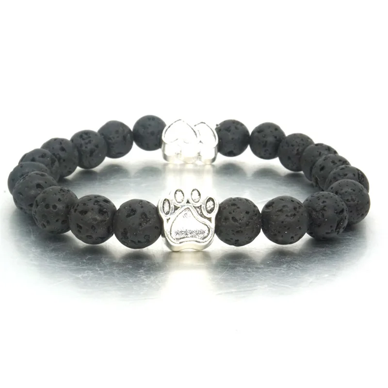 Браслет с бусинами из черного лавового камня 8 мм | Украшения и аксессуары