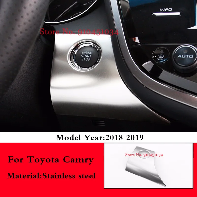 

For Toyota Camry XV70 2018 2019 2020 Stainless Steel Car Key Push Button Start Stop Ignition Cover Interior Moulding Accessories