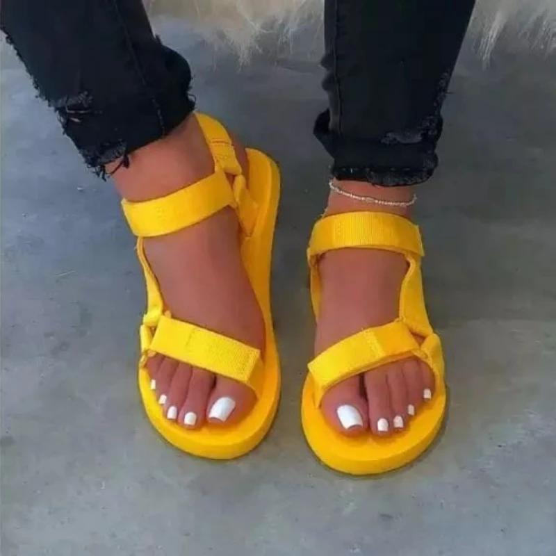 

LEMAI 35-43 Hook Loop Summer Sandales Beach Holiday Casual Women Shoes Comfortable Flat Platform Slides Sandals 2021 for Women