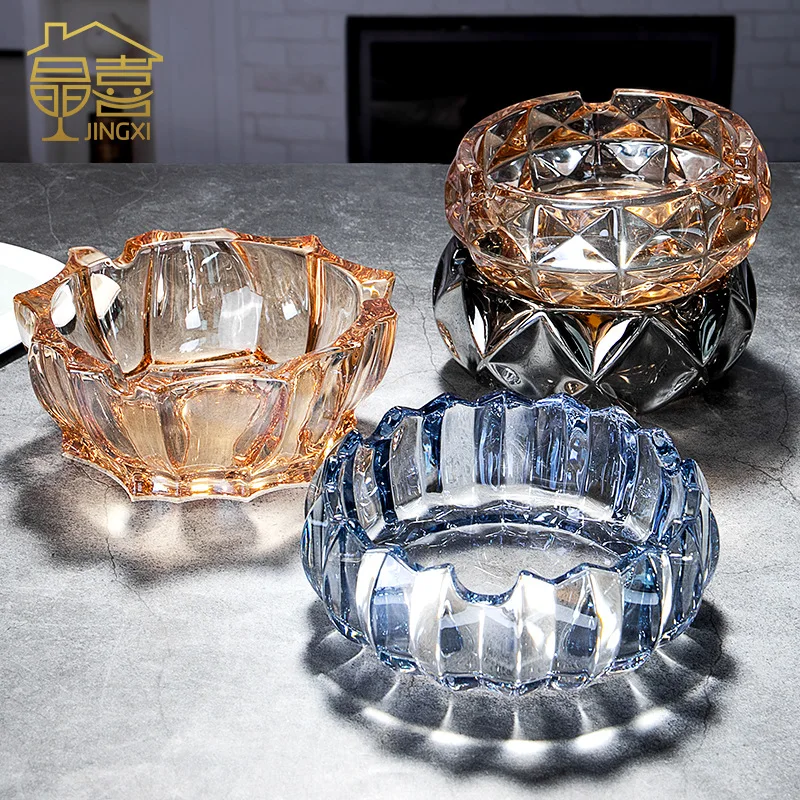 Прозрачная стеклянная пепельница Высококачественная декоративная для отеля