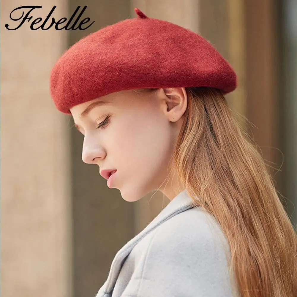 Женский осенне-зимний берет из 100% шерсти вязаная Регулируемая Шапка-бини