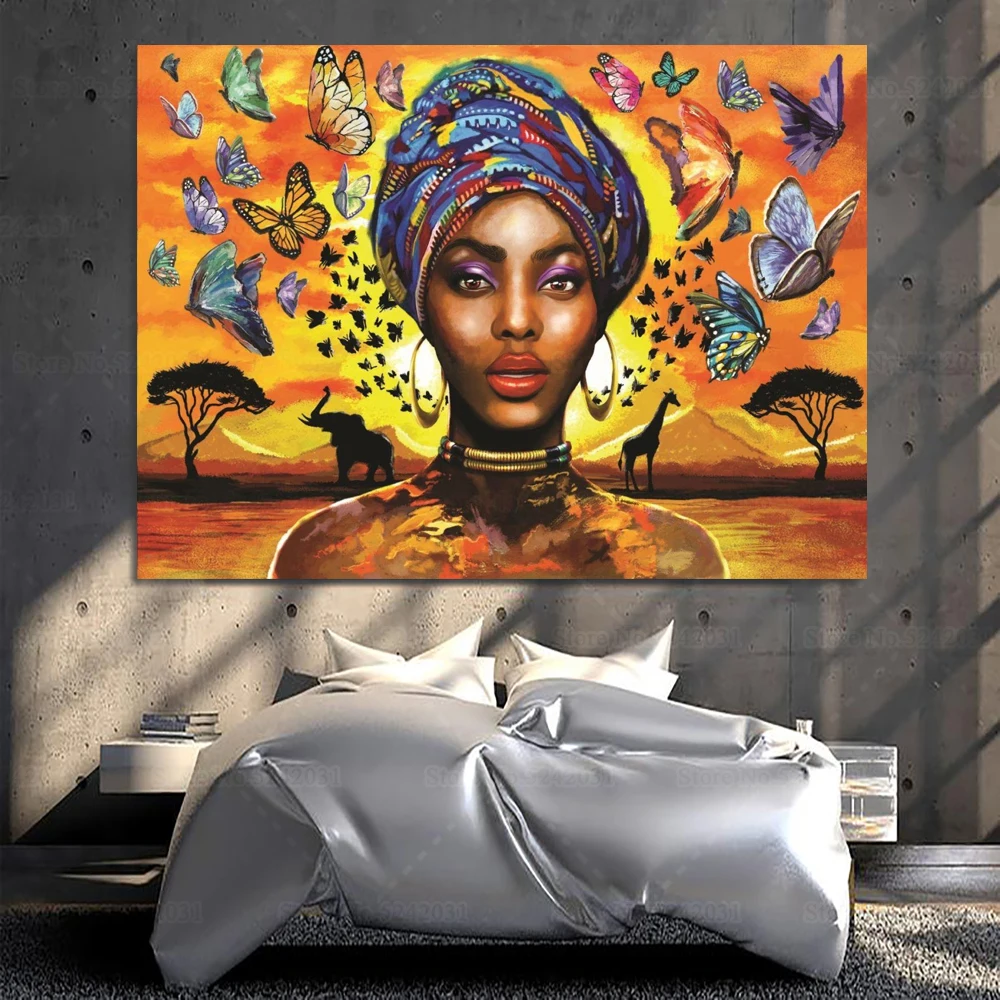Бабочка африканская Женская Алмазная картина полная дрель пейзажи Африки жираф