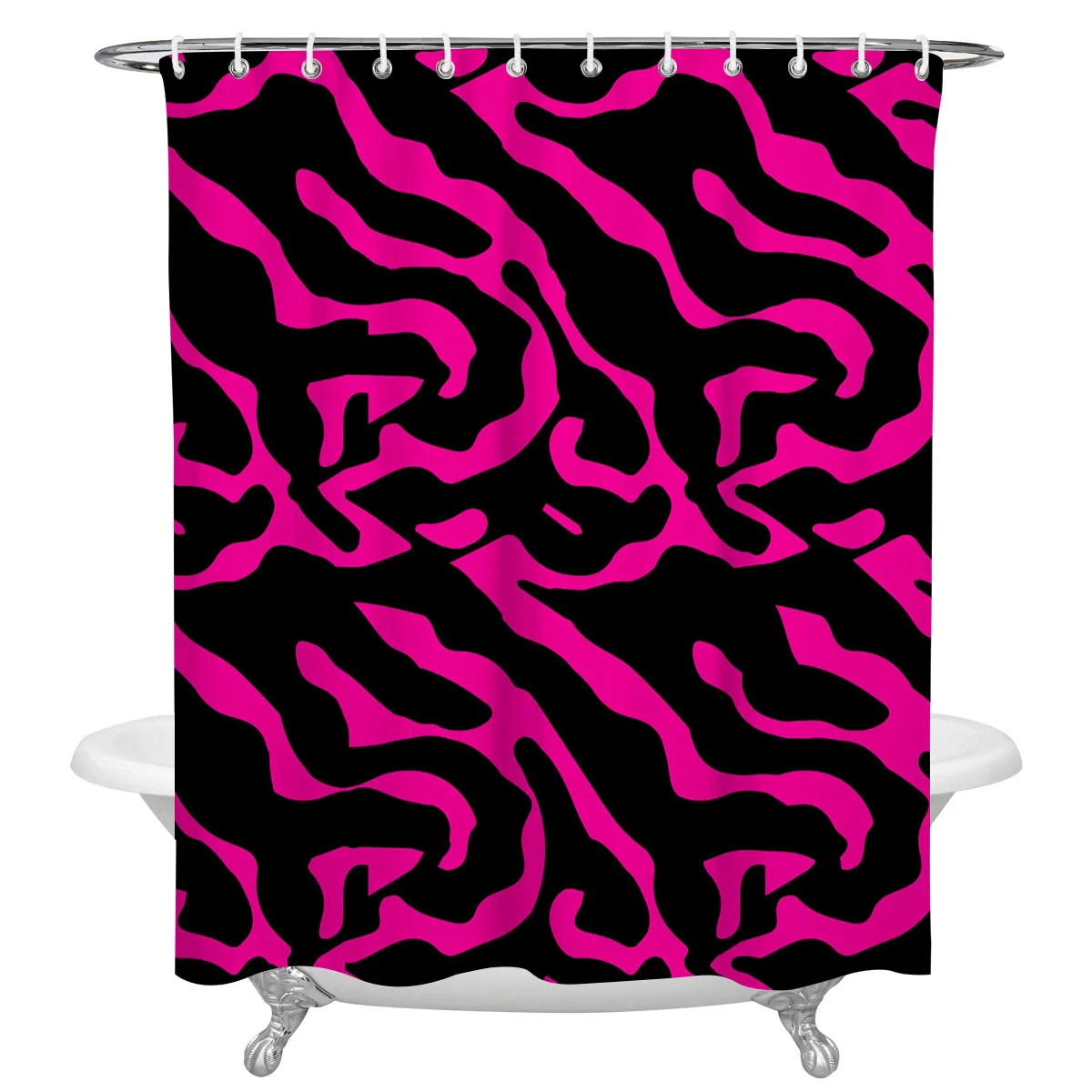 

Занавеска для душа из полиэстера, водонепроницаемая Шторка для ванной, в полоску под красную зебру