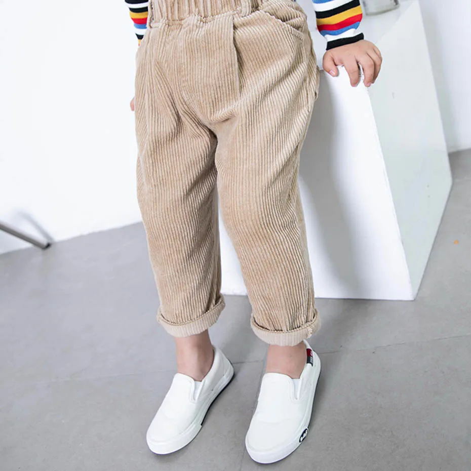 Вельветовые брюки для девочек однотонные спортивные с эластичным поясом детские