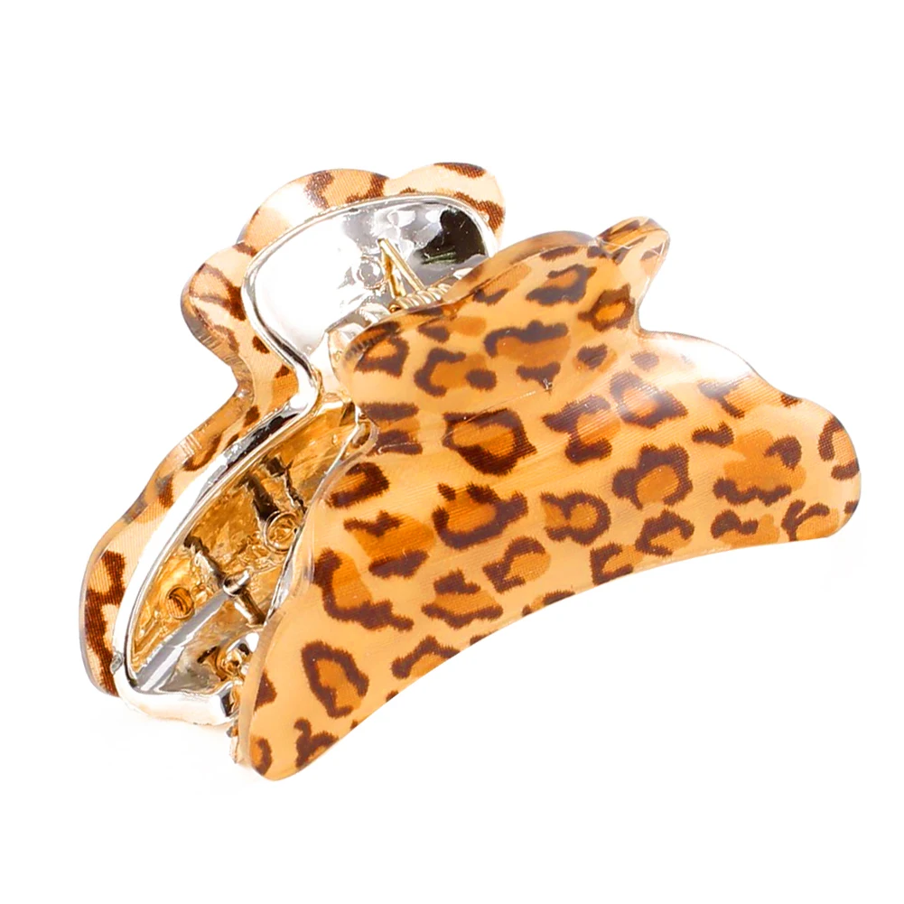 Пластиковые зажимы для волос женские толстые с леопардовым принтом пружинные