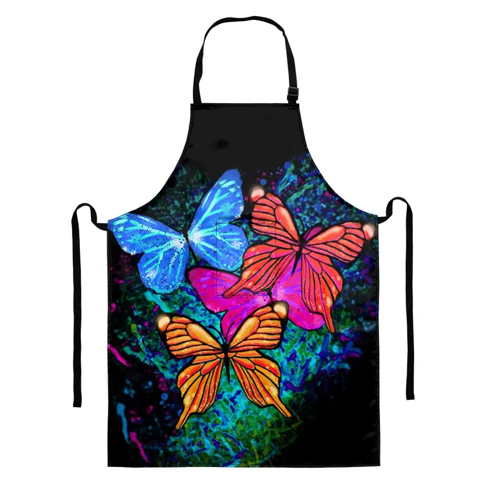 

Kitchen Apron Butterfly Polyester Waterproof Strap Adjustable Sleeveless Pinafore Coffee Shop Hairdresser Chef Workwear Bib
