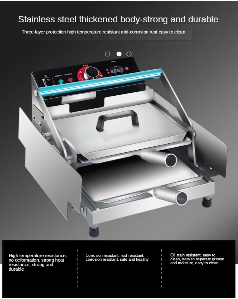 

395X430MM Bake Burger Machine Commercial Double Layer Hamburger Baking Machine Batch Bun Toaster 220V 750W Timing 0-3MIN