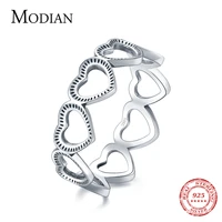 modian new 925 sterling silver vintage classic hearts elegant female finger ring for women tredny fine silver jewelry bijoux
