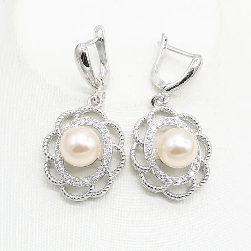 New Pink Pearl 925 Silver Wedding Jewelry Set for Women Earring Necklace Pendant Ring Birthday Gift | Украшения и аксессуары