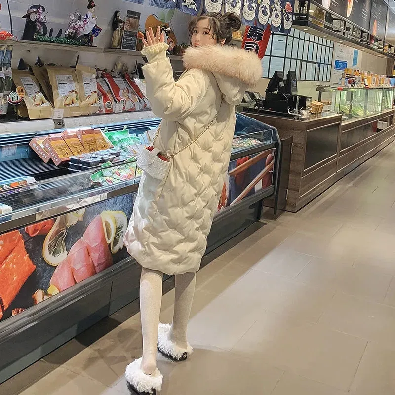 Cotton Jacket Women2021New Snowflake Embroider Version Of Thick Mid-length Padded Coats With Large Fur Collar Loose Coat M134