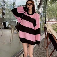 womens pullover sweater vintage loose striped knitted sweater pullover oversized sweaters